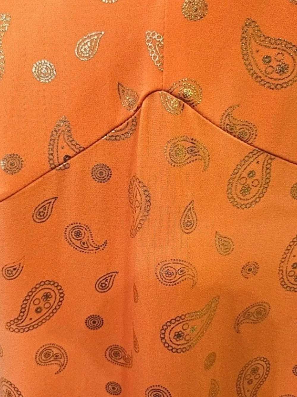 Michael Kors Orange Metallic Paisley Maxi Dress with Ruffle Hem Small